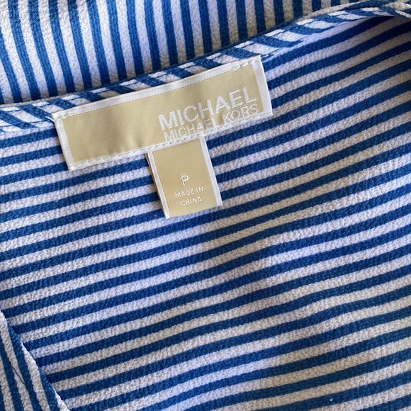 Michael Kors Striped Long Sleeve V-neck Blue & White Blouse Size S - Picture 7 of 7